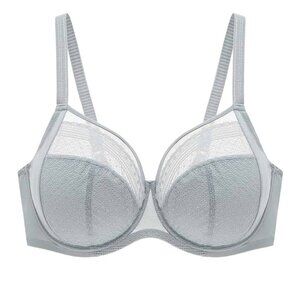 Salma‎ FlexWire Full Coverage Lace Bra Gray Intimate Wear Support SZ:46H